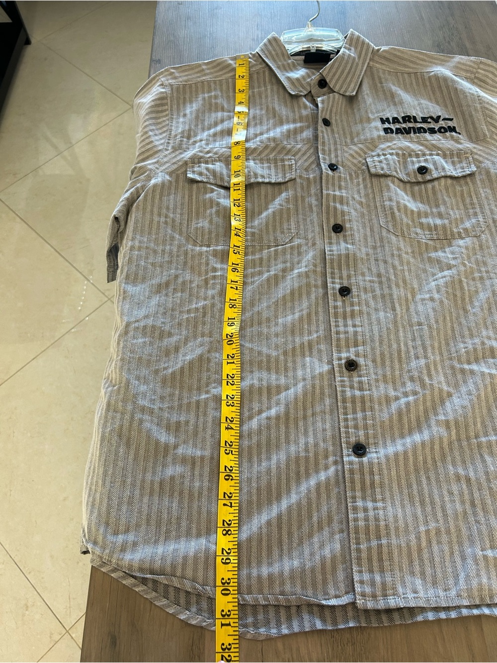 Harley Davidson Button Down Short Sleeve Polo Shirt Striped Men's Size XL Gray - Picture 6 of 8